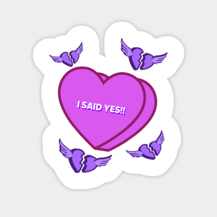 I SAID YES valentine heart with broken wing hearts Sticker